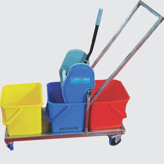 WRINGER TROLLEY -3 Bucket with SS Frame