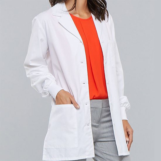 LAB COAT BUTTON CLOSURE FULL SLEEVE WITH KNIT CUFFS FEMALE