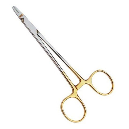 Needle Holder Vascular 5 inch T.C. Gold Handle