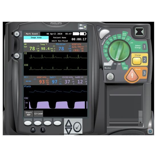 Philips HeartStart MRx Emergency Care Patient Monitor Screen Simulation for REALITi 360