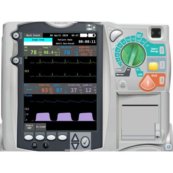 Philips HeartStart MRx for Hospital Patient Monitor Screen Simulation for REALITi 360