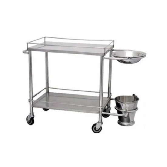 Ss Dressing Trolley With Bowl And Bucket