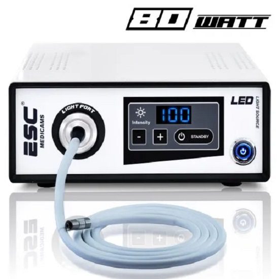 Portable ENT Medical LED Light Source 80 Watt for Endoscopy w/ Storz Wolf Fiber Cable