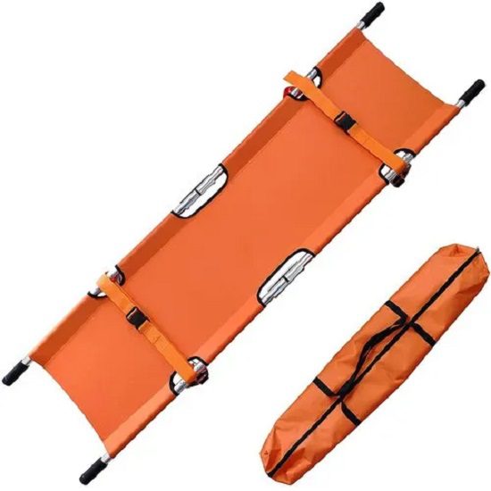 Hospital Stretcher Aluminium Two Fold Orange in Carrying Bag