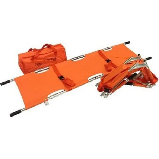 Hospital Stretcher Aluminum Four Fold Orange Color