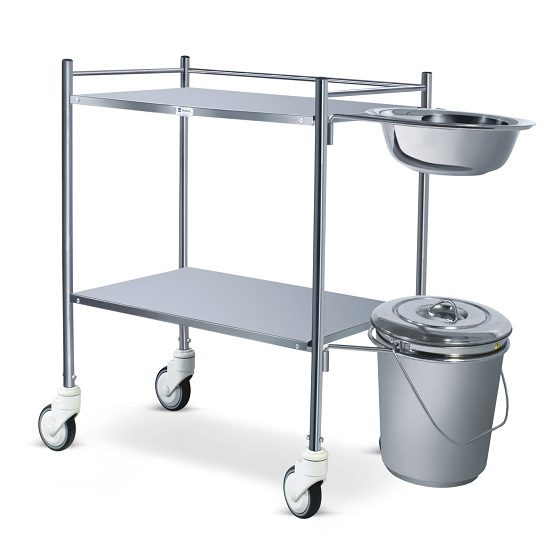 Medimek Dressing Trolley Stainless Steel With Bowl And Bucket Mi-5041