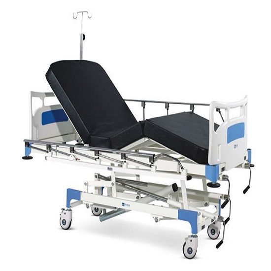 Medimek Manually Operated ICU Bed With Polymer Head And Foot Boards, Polymer Railings, Mattress And Castors Mi-8001 BX